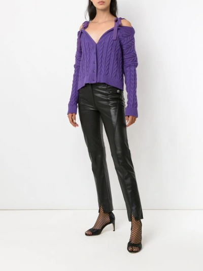 Shop Andrea Bogosian Tied Knit Blouse In Purple