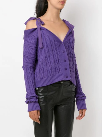 Shop Andrea Bogosian Tied Knit Blouse In Purple