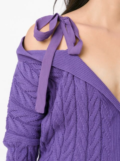Shop Andrea Bogosian Tied Knit Blouse In Purple