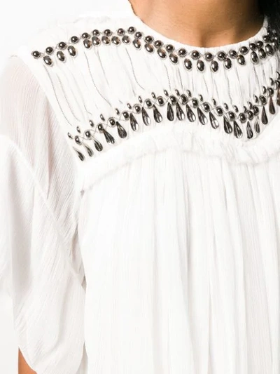 CHLOÉ EMBELLISHED PLEATED BLOUSE - 白色