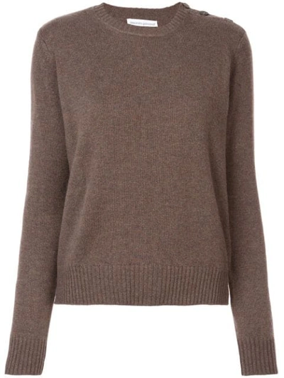 Shop Alexandra Golovanoff Buttoned Shoulder Knitted Jumper In Choc