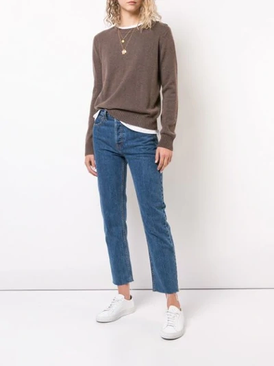 Shop Alexandra Golovanoff Buttoned Shoulder Knitted Jumper In Choc