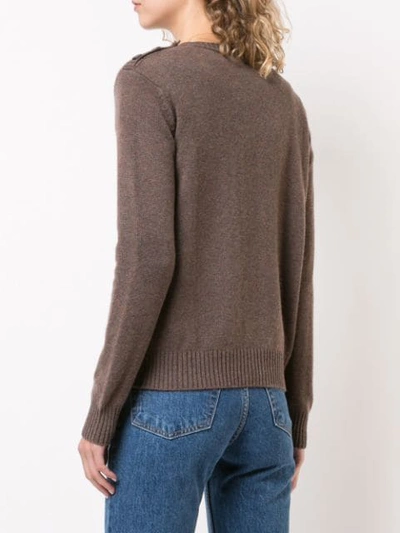 Shop Alexandra Golovanoff Buttoned Shoulder Knitted Jumper In Choc