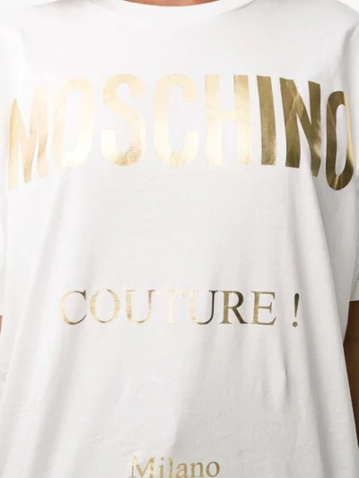 Shop Moschino Metallic Logo T-shirt In White