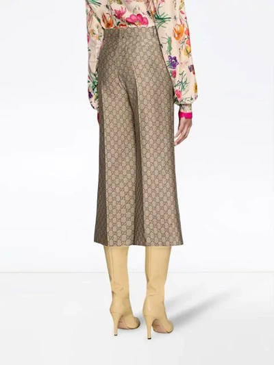 Gucci Gg Wool Canvas Culotte Pants In Neutrals | ModeSens