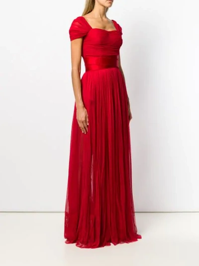 Shop Dolce & Gabbana Short-sleeve Flared Maxi Dress In Red