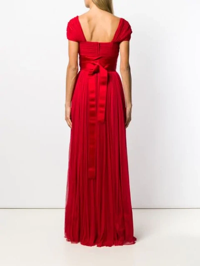 DOLCE & GABBANA SHORT-SLEEVE FLARED MAXI DRESS - 红色