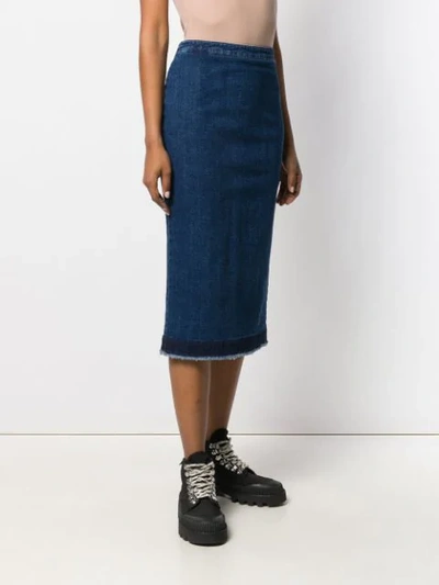 Shop Mcq By Alexander Mcqueen Denim Pencil Skirt In Blue