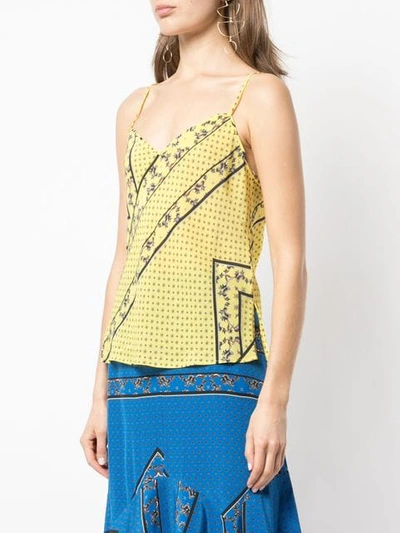 Shop Ganni Mix Strap Top In Yellow