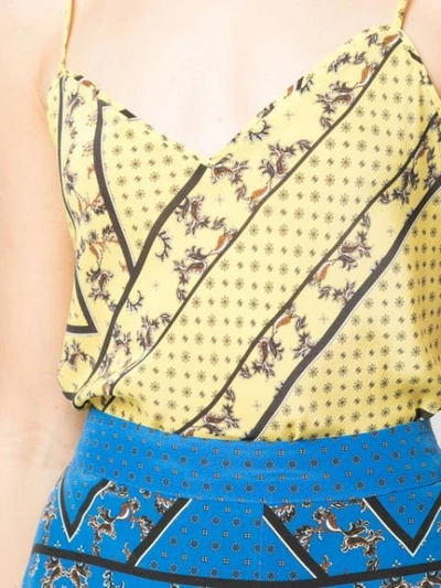 Shop Ganni Mix Strap Top In Yellow