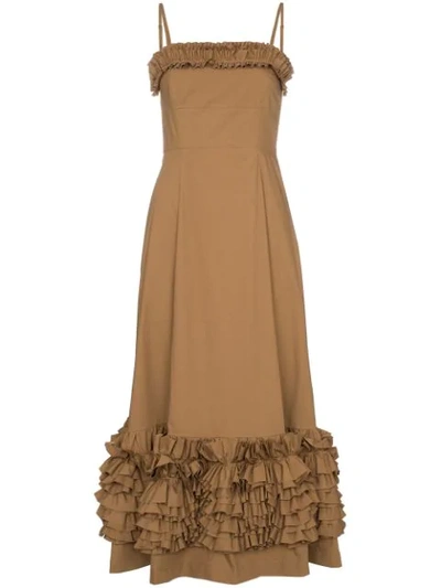 Shop Molly Goddard Susie Ruffled Dress In Brown