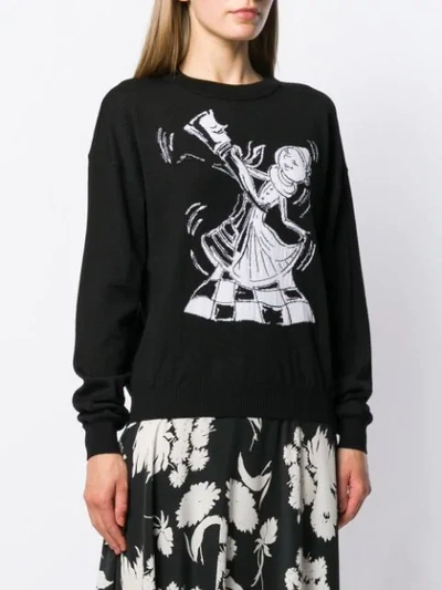 Shop Boutique Moschino Chess Dancers Extrafine Wool Sweater In Black