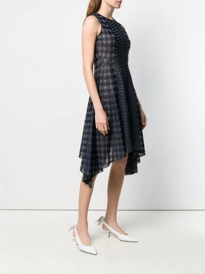 Pre-owned Dior 2010s  Houndstooth Knit Dress In Blue