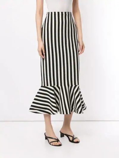 Shop Saloni Long Striped Skirt In White