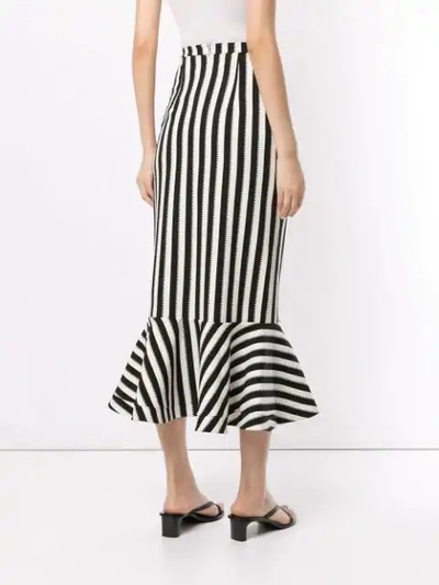 Shop Saloni Long Striped Skirt In White