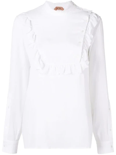 Shop N°21 Ruffle Bib Blouse In White