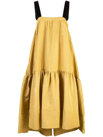 Shop Adam Lippes Velvet Strap Dress In Yellow