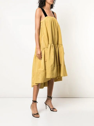 Shop Adam Lippes Velvet Strap Dress In Yellow