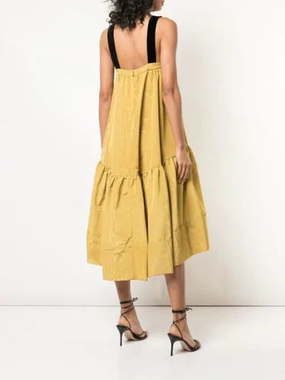 Shop Adam Lippes Velvet Strap Dress In Yellow