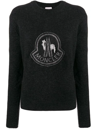 Shop Moncler Logo Sweatshirt In Grey