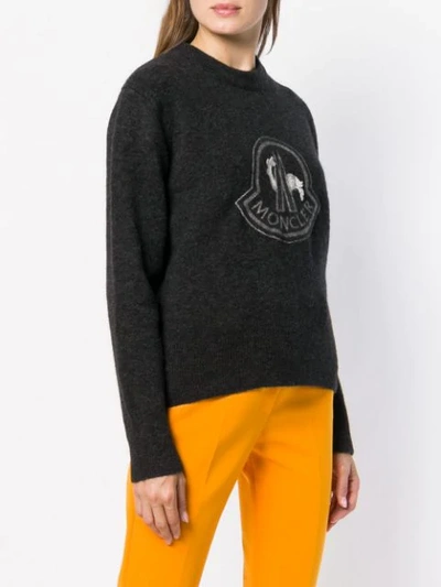 Shop Moncler Logo Sweatshirt In Grey