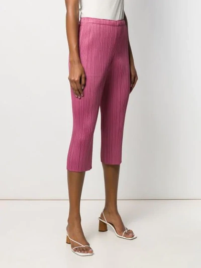 Shop Issey Miyake Pleated Cropped Trousers In Pink