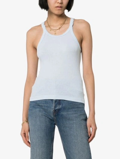 Shop Re/done Ribbed Tank Top In Blue