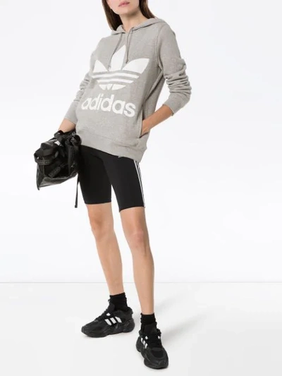 Shop Adidas Originals Trefoil Logo Hoodie In Grey