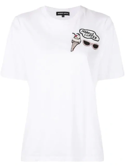 Shop Markus Lupfer Embellished Logo T-shirt - White