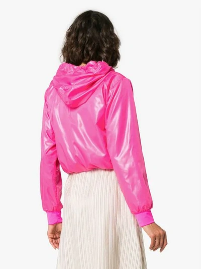Shop Natasha Zinko Cropped Logo Hooded Jacket In Pink
