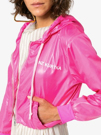 Shop Natasha Zinko Cropped Logo Hooded Jacket In Pink