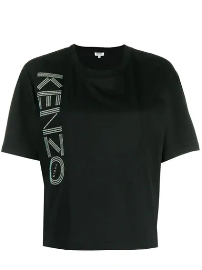 Shop Kenzo Glitter Logo Print T-shirt In Black