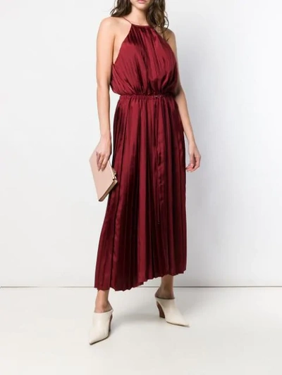 Shop Tibi Mendini Twill Pleated Dress In Red