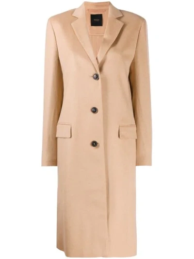 Shop Agnona Single-breasted Overcoat - Neutrals