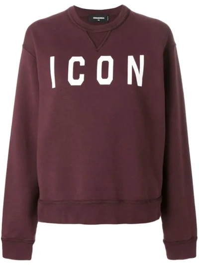 Shop Dsquared2 Icon Embroidered Sweatshirt In Red
