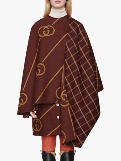 Shop Gucci Wool Cape Coat With Interlocking G In Red