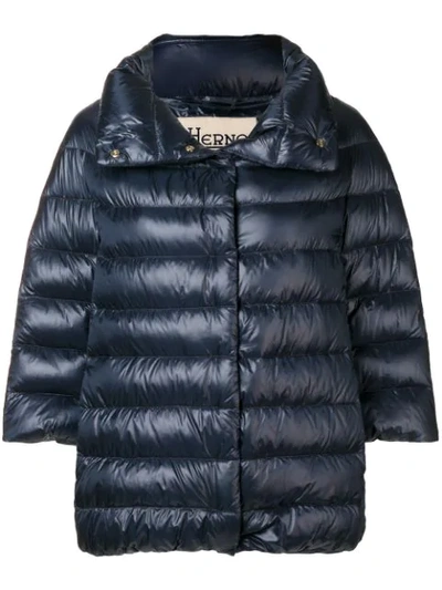 Shop Herno Zipped Padded Jacket In Blue