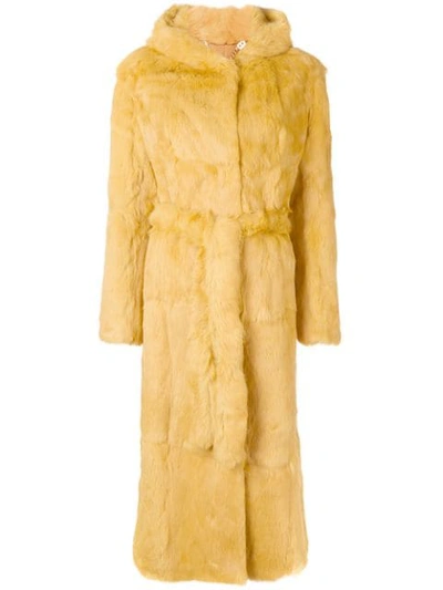 Shop Leqarant Lapin Long Coat In Yellow