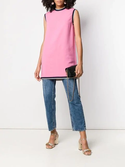 Shop Gucci Contrast Trim Tunic Top In Pink