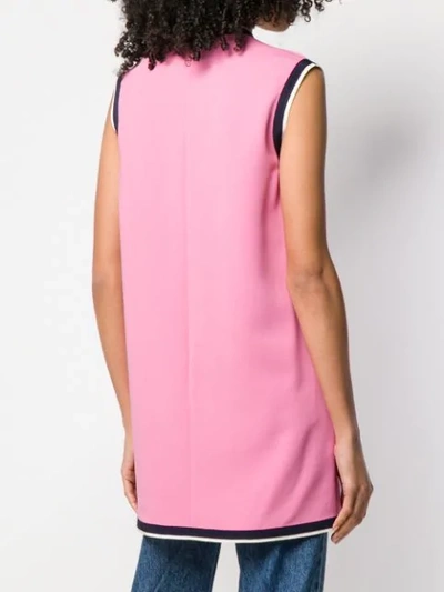 Shop Gucci Contrast Trim Tunic Top In Pink