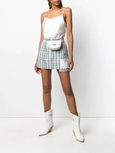 Shop Off-white Check Print Mini Skirt - Neutrals
