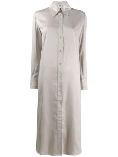 Shop Acne Studios Satin Shirt Dress In Aad-pale Grey
