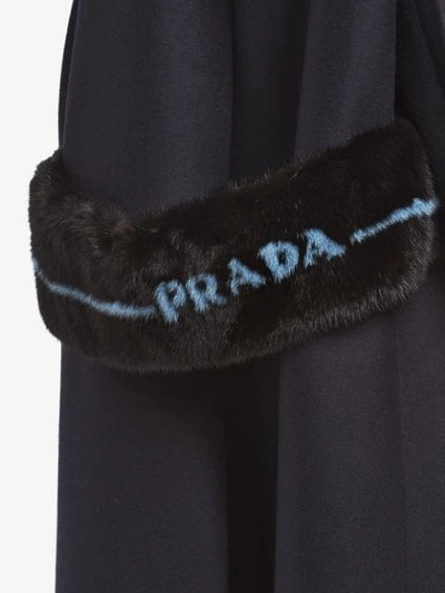 Shop Prada Single Breasted Coat In F0ai7 Blue+black