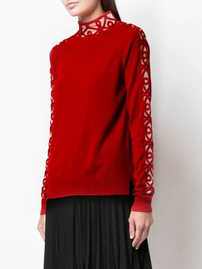 Shop Fendi Embroidered Trim Jumper In Red