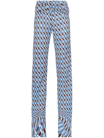 Shop Prada Psychedelic Argyle Print Belted Trousers In Blue