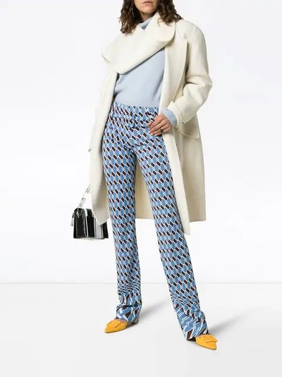 Shop Prada Psychedelic Argyle Print Belted Trousers In Blue