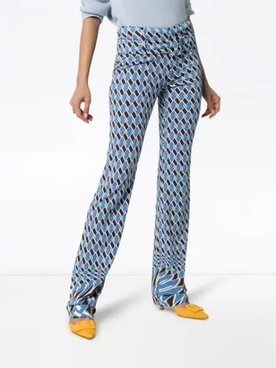 PRADA PSYCHEDELIC ARGYLE PRINT BELTED TROUSERS - 蓝色
