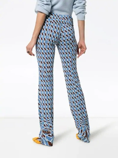 PRADA PSYCHEDELIC ARGYLE PRINT BELTED TROUSERS - 蓝色