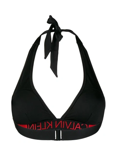 Shop Calvin Klein Logo Printed Bikini Top In Black