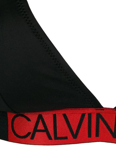 Shop Calvin Klein Logo Printed Bikini Top In Black
